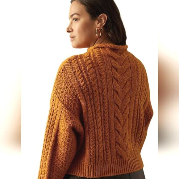 Anthropologie Pilcro Mock Cableknit Sweater Medium Petite - Picture 3 of 8